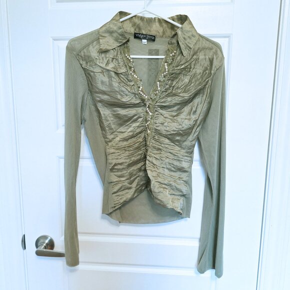 Vivian Shyu Tops - Made In Italy Brand New Vintage Vivian Shyu Organza Sequence Placket top